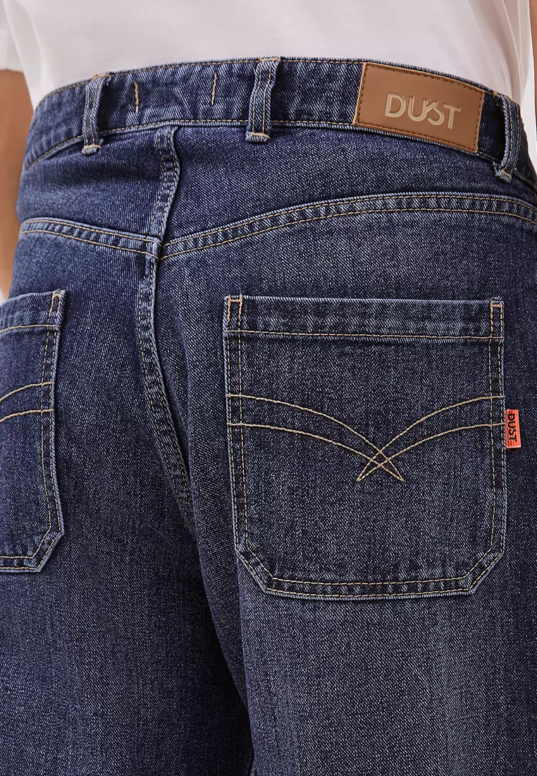 DUST Celana High Loose Jeans Ananta Dark Blue Comfease (DM.3902)