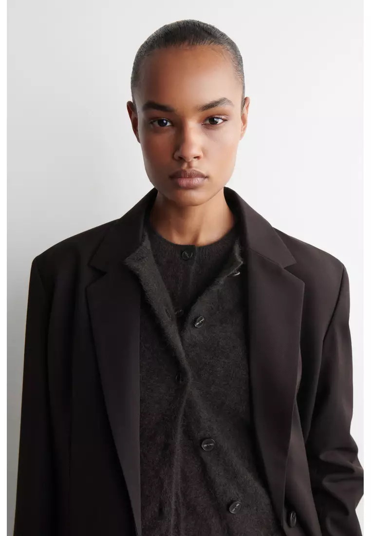 BRUSHED-CASHMERE CREW-NECK CARDIGAN