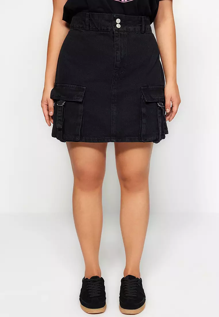 Plus size denim skirt malaysia discount