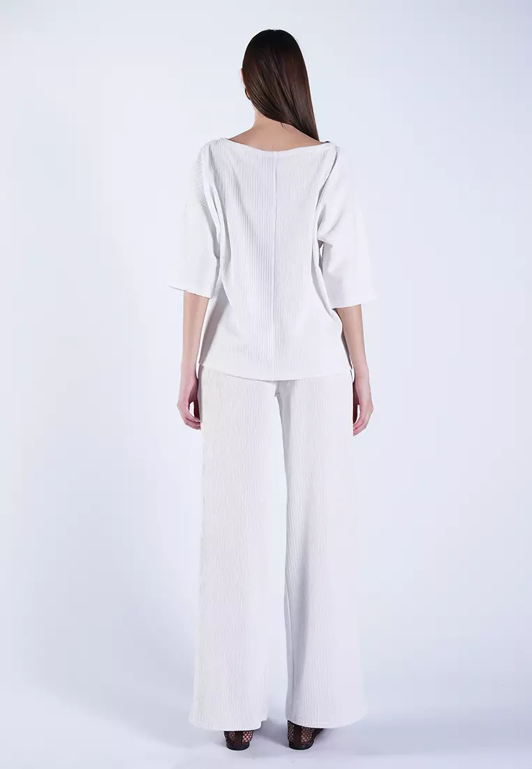 Bat Sleeve Blouse and Palazzo Trousers Set
