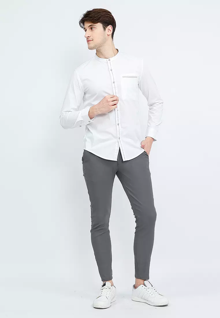 Celana Chinos Long Pants Nylon Stretch OXCON Stone Grey