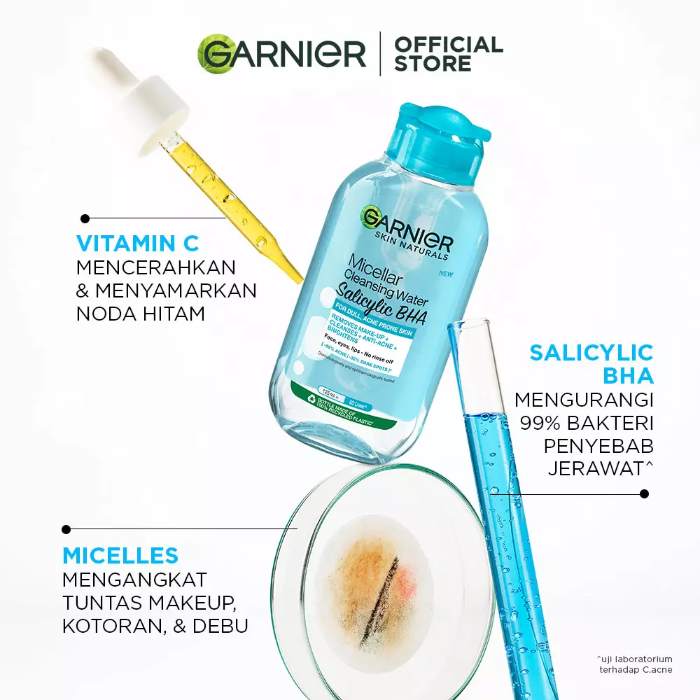 Garnier Micellar Water Salicylic Blue 125ml Pack of 3