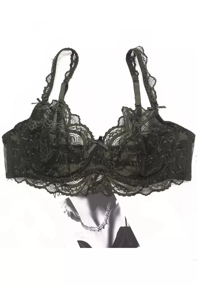 Lace Ultra-Thin See-Through Underwire Bra with Panty Set CA123109GR