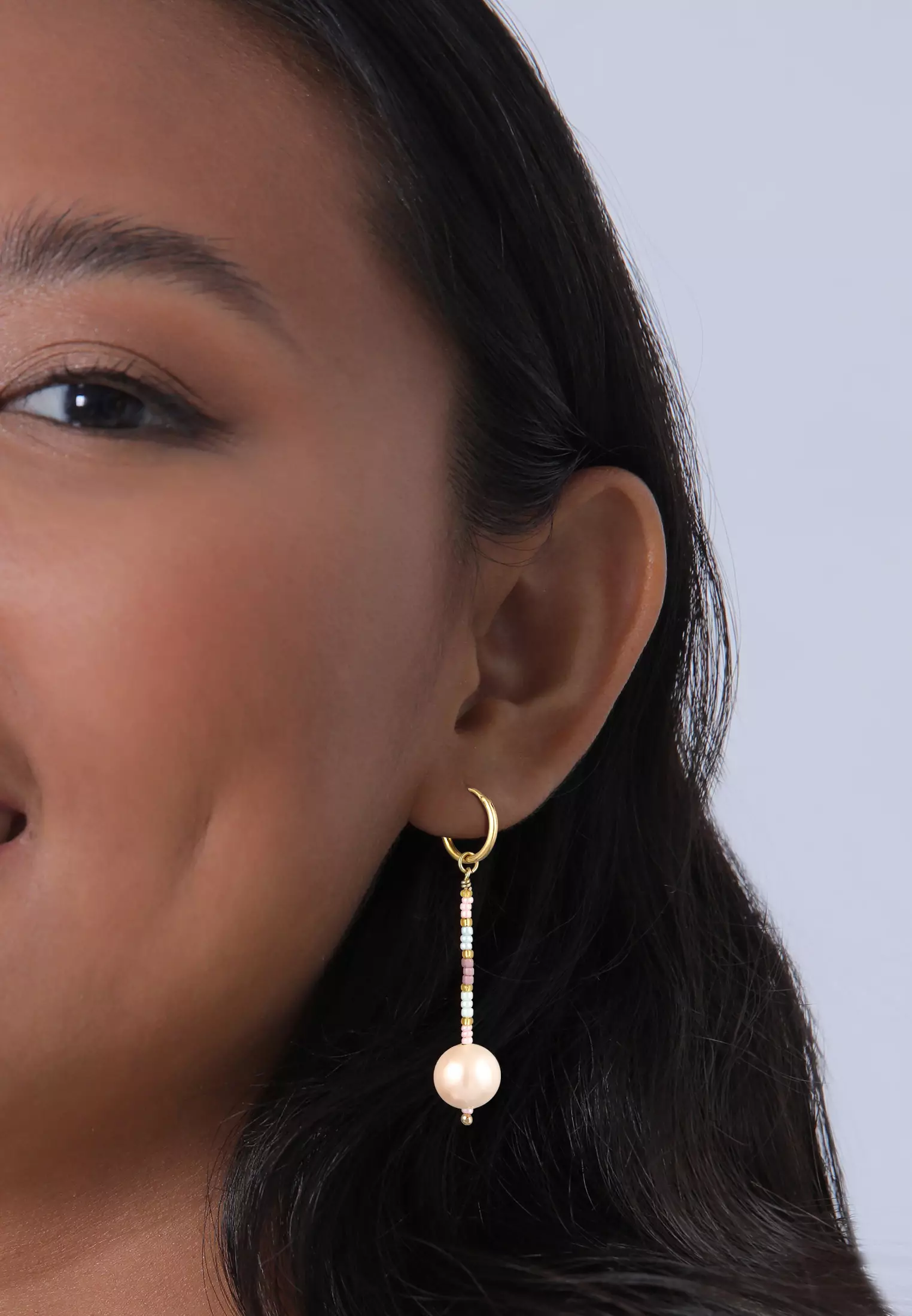 Earrings Creole Shell Pearl Copper Multicolour