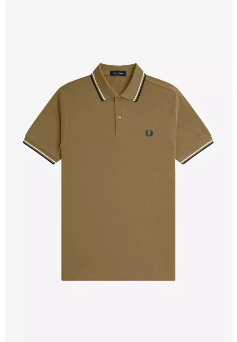 Fred Perry M3600 Twin Tipped Fred Perry Shirt (Shaded Stone / Ecru / Dark Petrol)