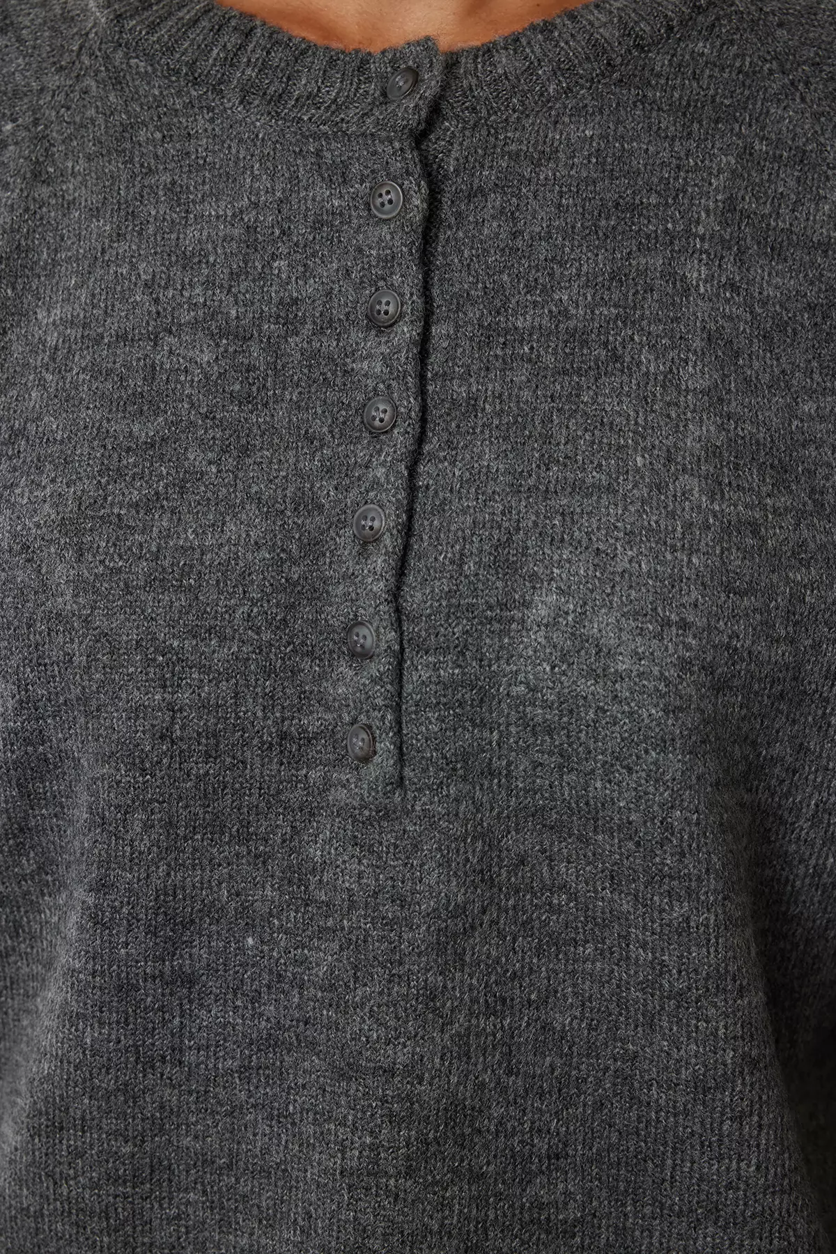 Anthracite Soft Texture Button Detailed Knitwear Sweater