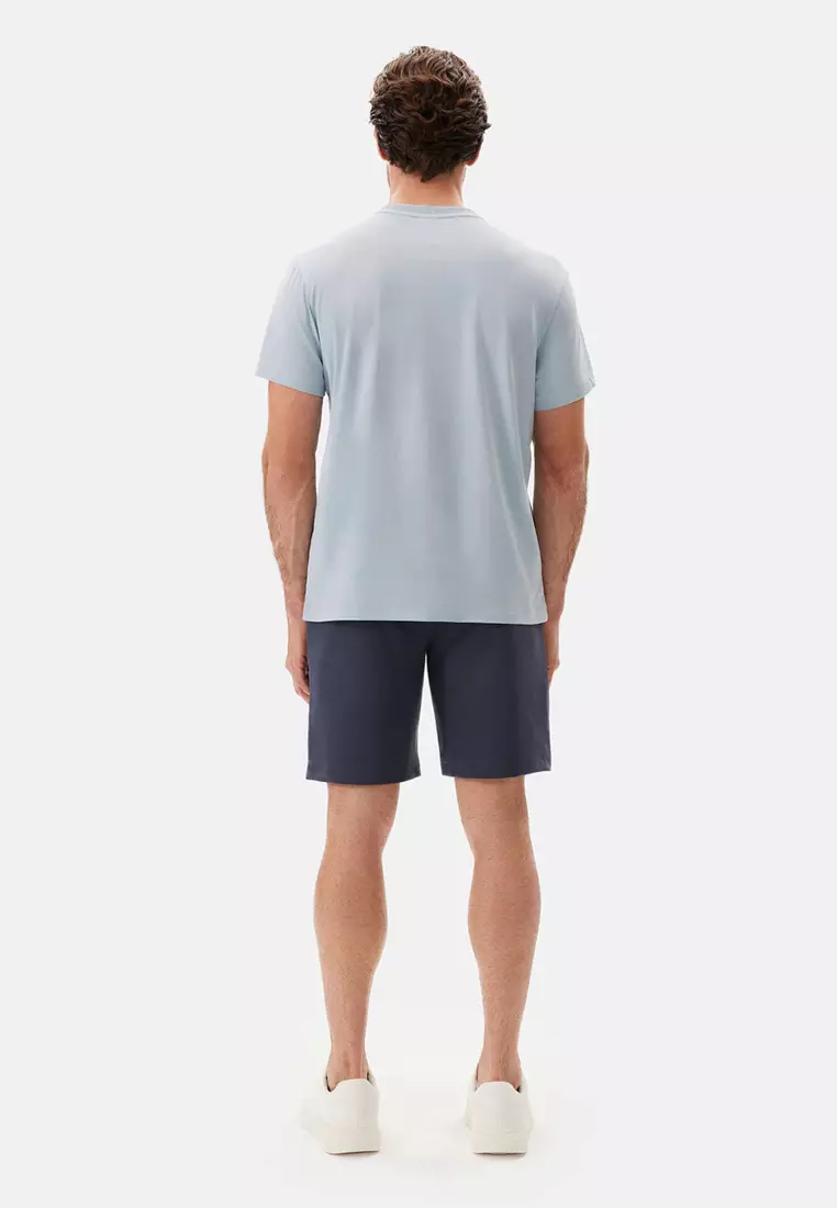 Light Blue T-Shirt, Crew Neck, Regular, Short Sleeve Loungewear for Men