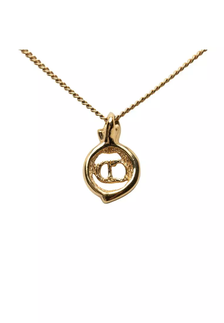 Pre-Loved Dior Gold Plated Cd Logo Pendant Necklace