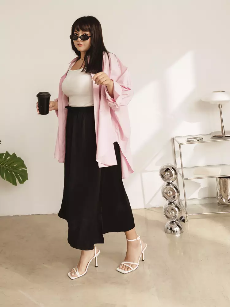 Textured Tie Waist Slit Maxi Skirt [CA2960]