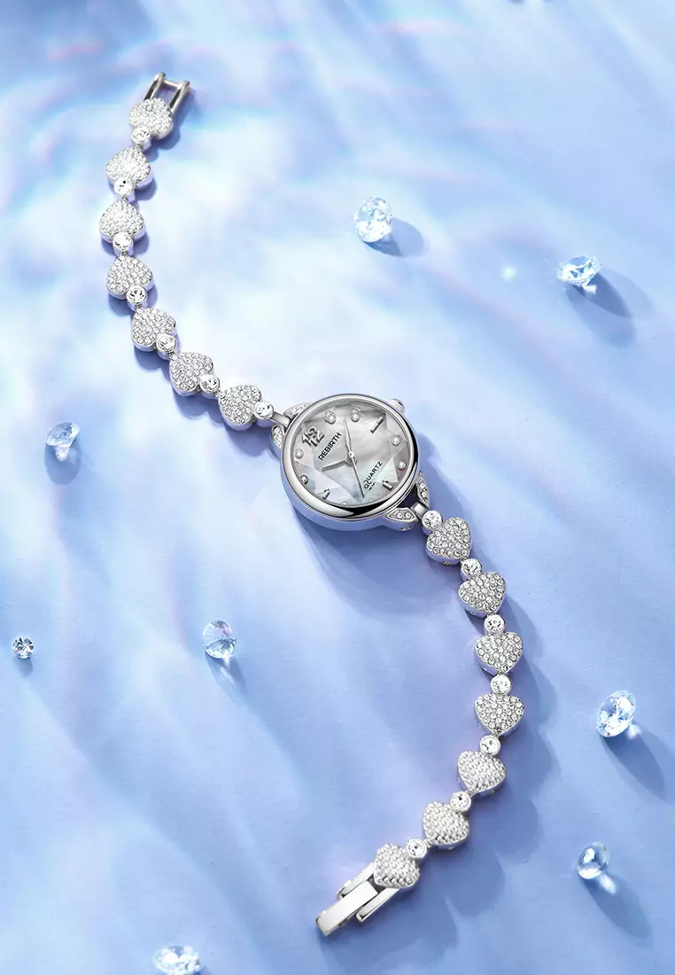 Jam Tangan Wanita Tali Gelang Berlian Mewah Anggun Anti Air Kuarsa Jam Tangan Cewek Original Silver