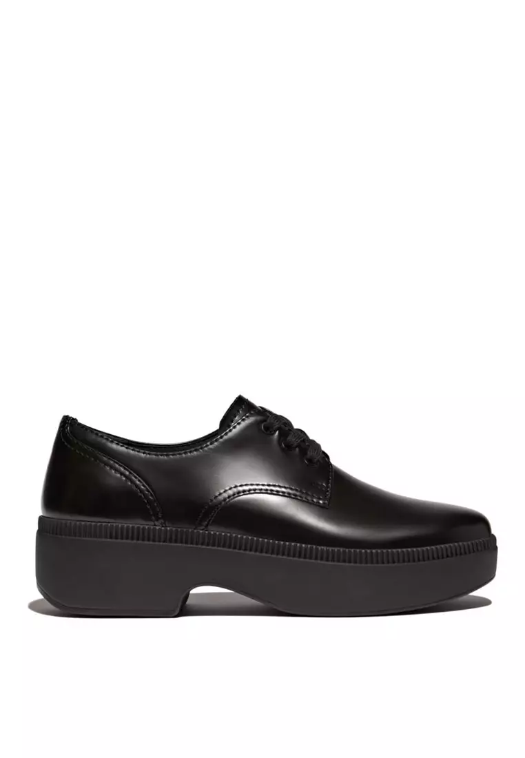 Buy FitFlop F-LUMA Women's Box-Leather Demi-Wedge Lace-Up Debries - Black  (HY5-001) 2026 Online | ZALORA