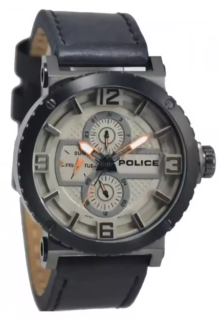 Police - Jam Tangan Pria - Black - Leather Strap - PL 14748 JSUB-61