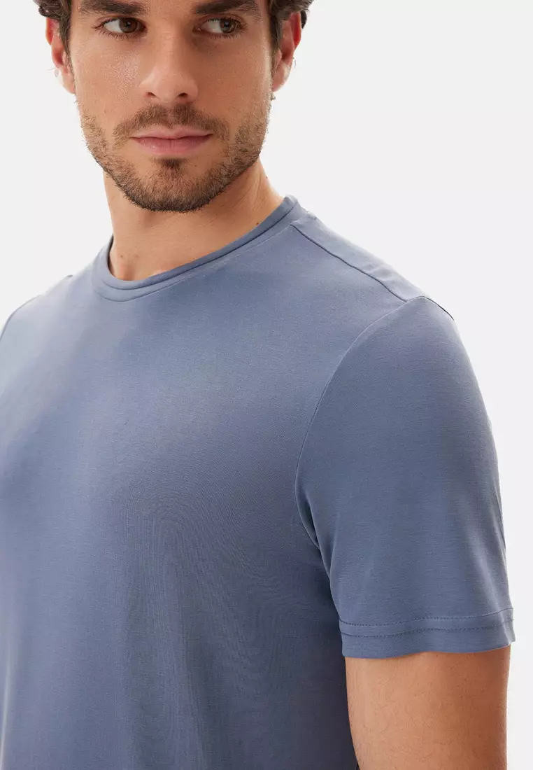 Indigo T-Shirt, Crew Neck, Regular, Short Sleeve Loungewear for Men