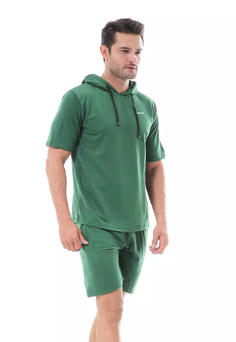 Vincent Setelan Hoodie Pria Sweatshirt Set Casual Motif Polos Material Baby Terry ORIGINAL - Green