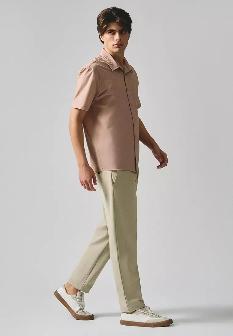 Regular Fit Short Sleeve Shirt In Stretch Woven Fabric