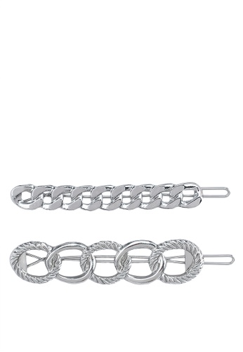 Red's Revenge silver 2-In-1 Chain Reaction Hair Clip Set EF1F2ACA7A6B57GS_1