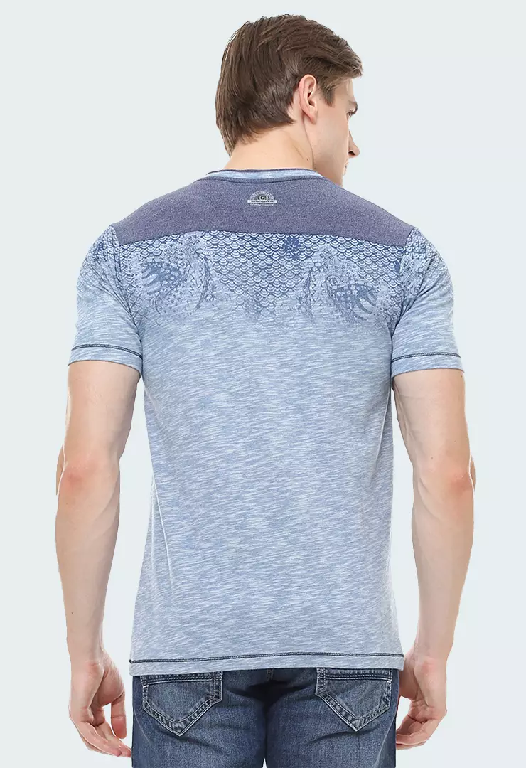 LGS - Kaos Casual Pria - Biru - V-Neck - JTS.322.M2476F.01.C