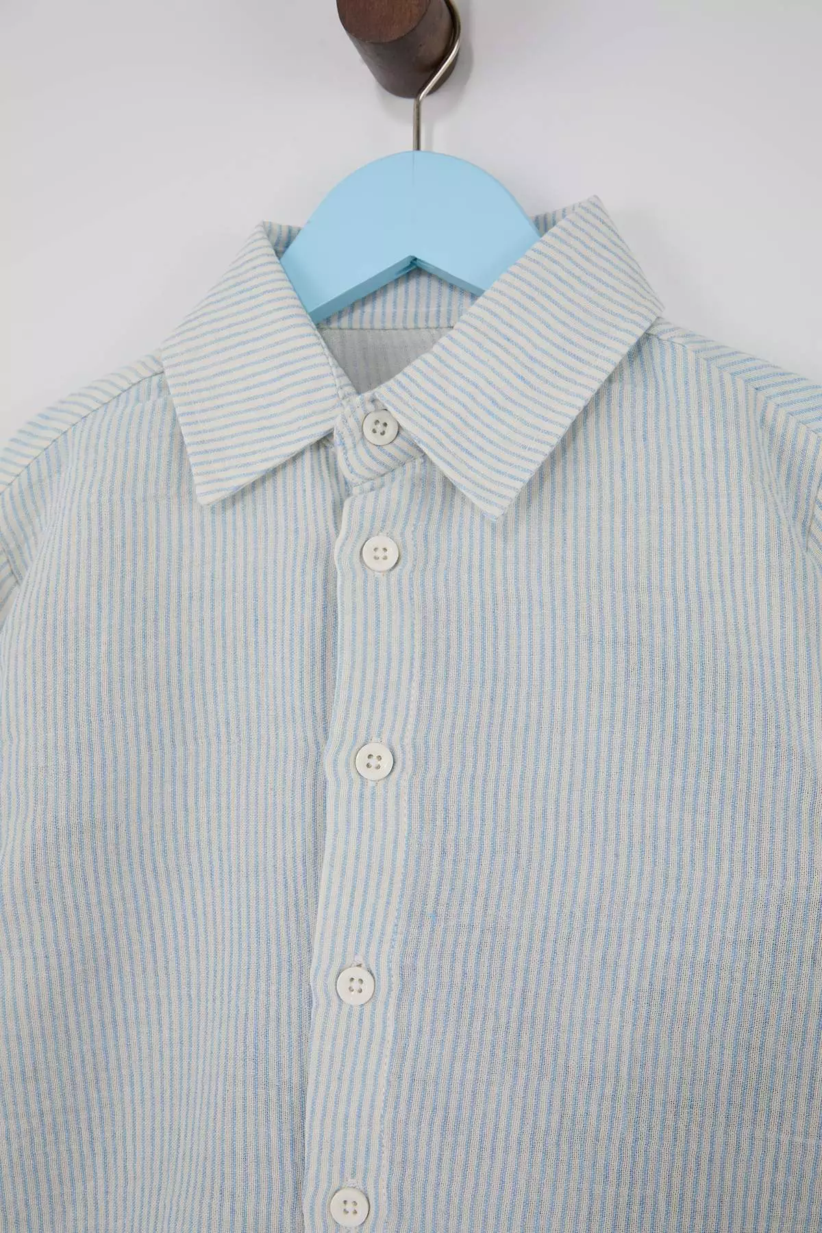 Blue Boy'S Striped Woven Holiday Outfit - Top And Bottom Set Tkdss26Au00023