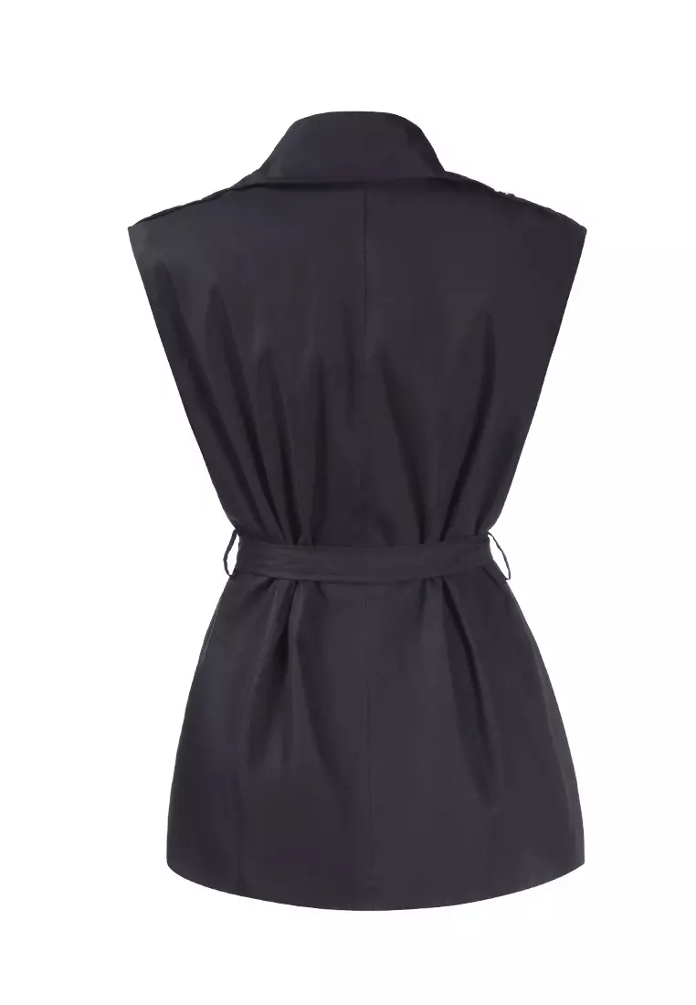 Black Short Epaulette Trench Coat