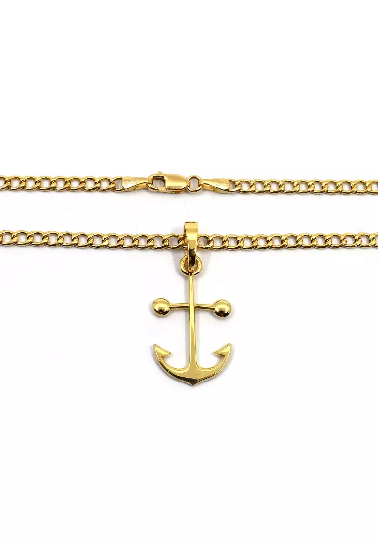 18K Italian Made Yellow Gold Necklace and Pendant