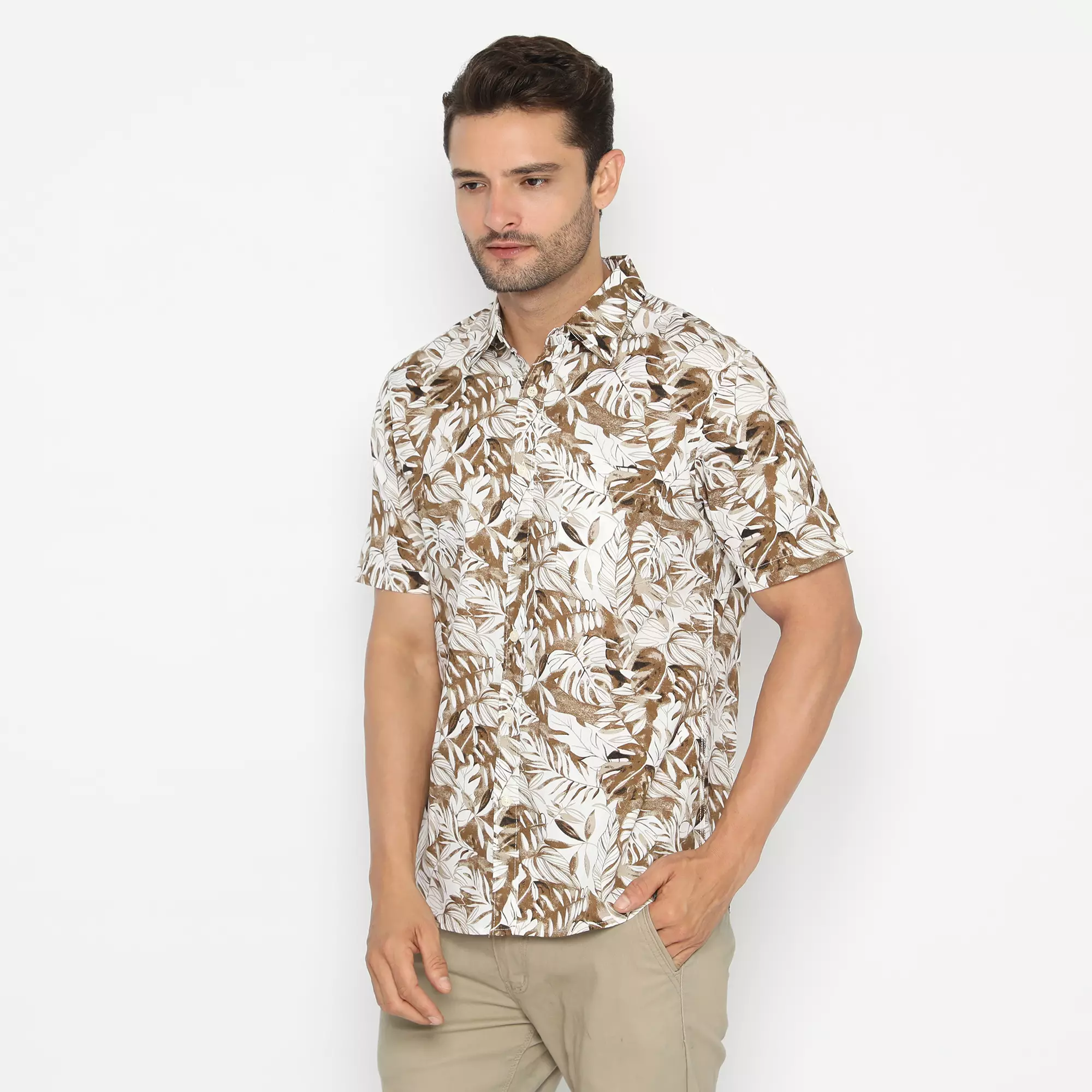 Platini Kemeja Hawai Pria Lengan Pendek Coklat 132115