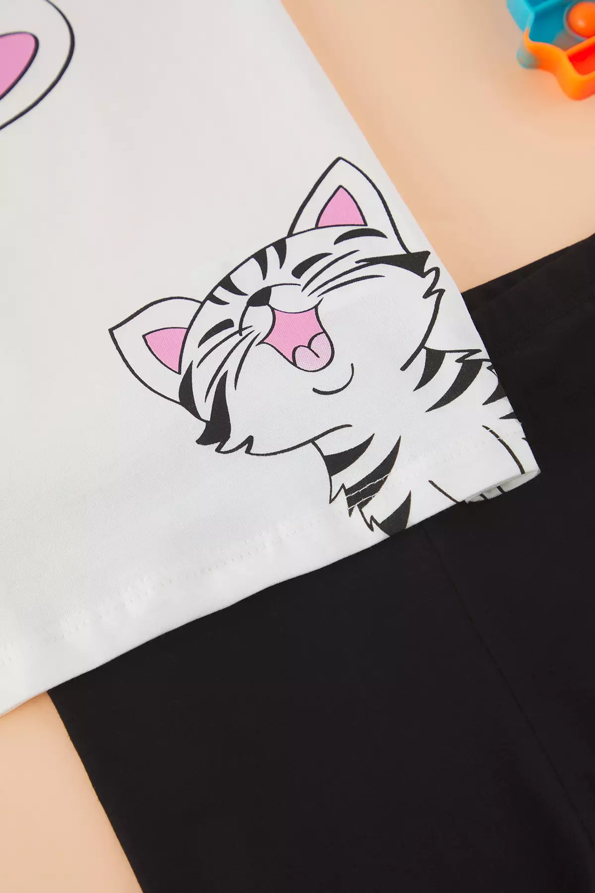 Girl 100% Stainless Oversize T-Shirt-Leggings Short Sleeve Knitted Bottom-Top Set