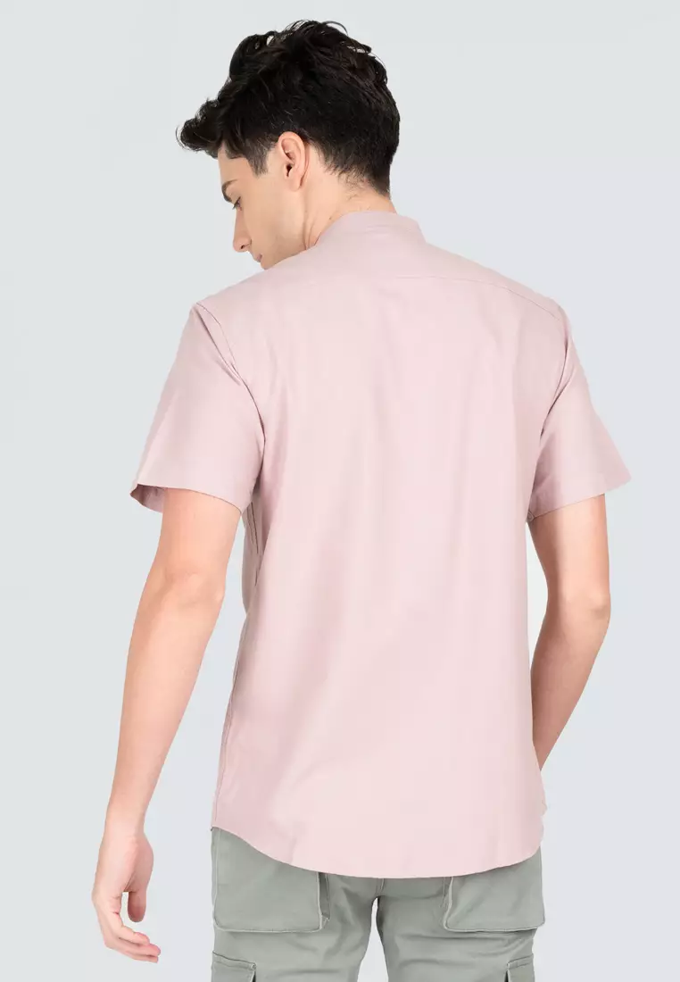 Polo Haus - Men’s Cotton Mix Signature Fit Mandarin Collar Short Sleeve MBSSE003