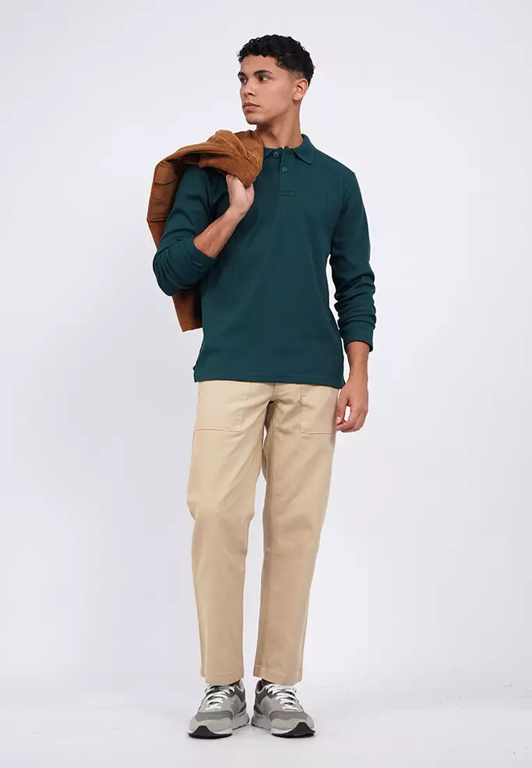 Buttoned Long Sleeve Polo Shirt