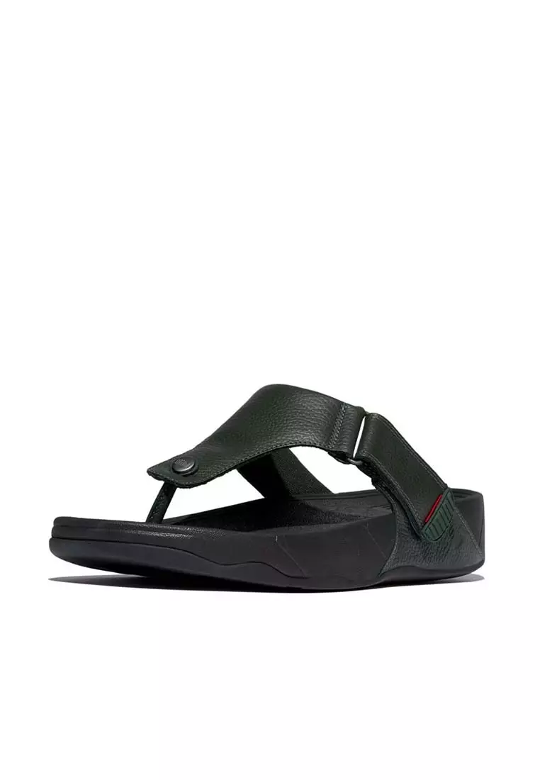 FitFlop TRAKK II Mens Leather Toe-Post Sandals - Deep Green (279-888)