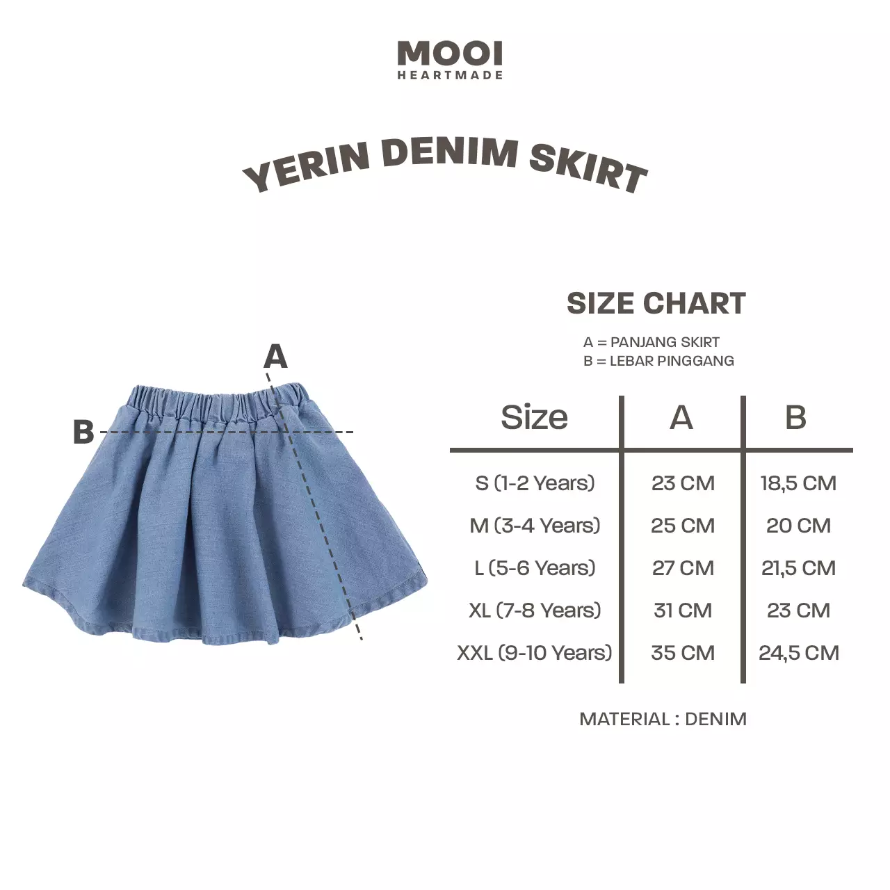 Mooi Rok Jeans Anak Perempuan Yerin Denim Skirt - Medium Blue