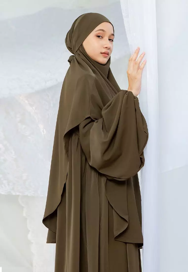 Mida Abaya Khimar Set Deep Army (Lozy x Hamidah)