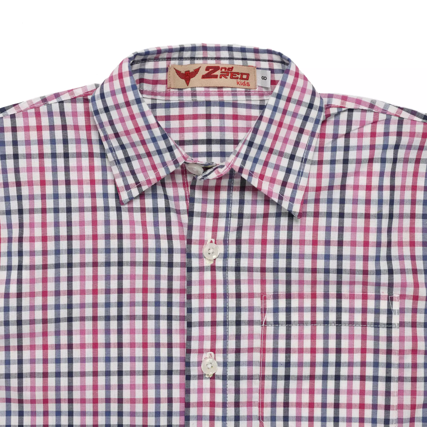 Kemeja Anak Perempuan Lengan Pendek Kotak Putih Ungu - BRIGHT