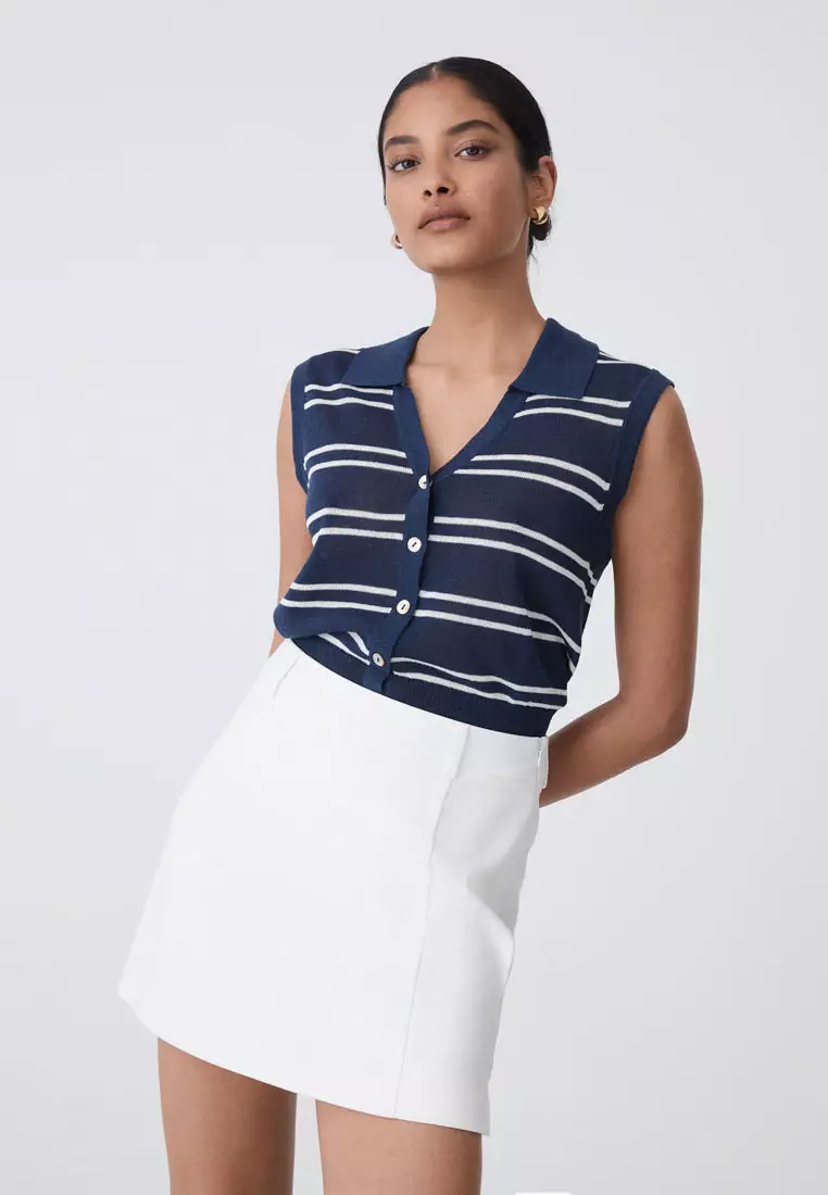 Kaia Striped Collared Top