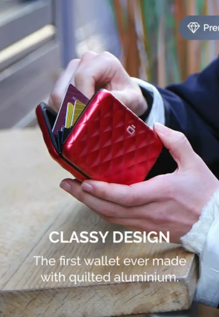 Quilted Button Aluminium Wallet-1000003-Red