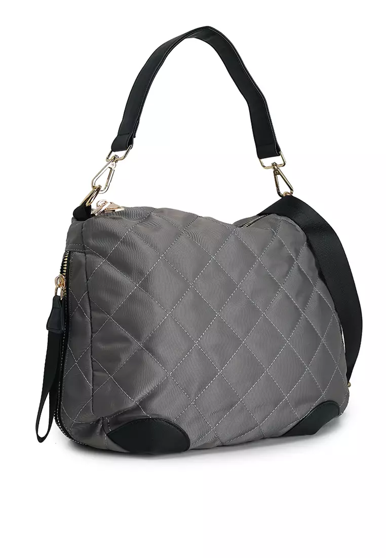 Quilted Nylon Convertible Shoulder Bag
