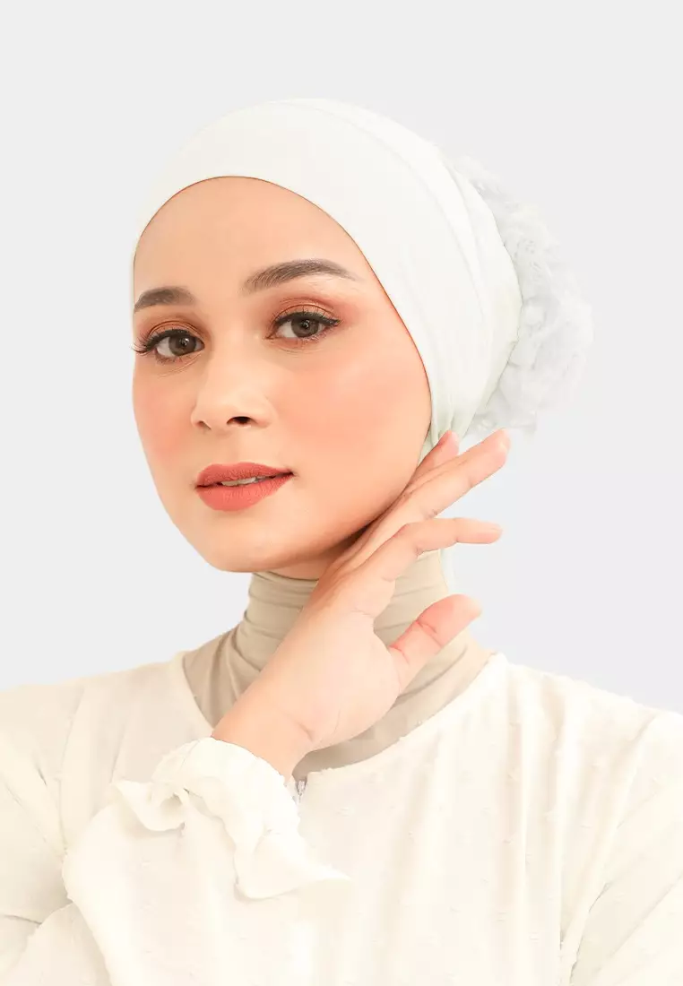 Ciput Hijab Brukat Inner Turkey Brocade - Snow White