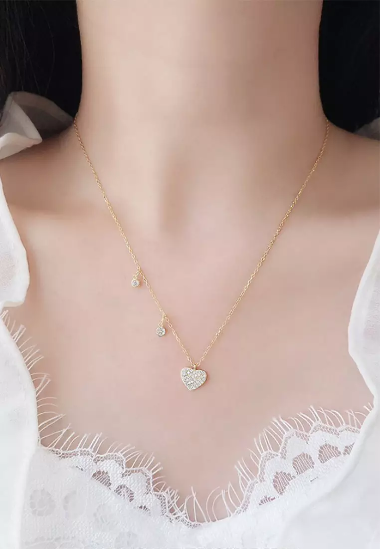 Heart Pave Connector Necklace on 28 Safety Pin Chain