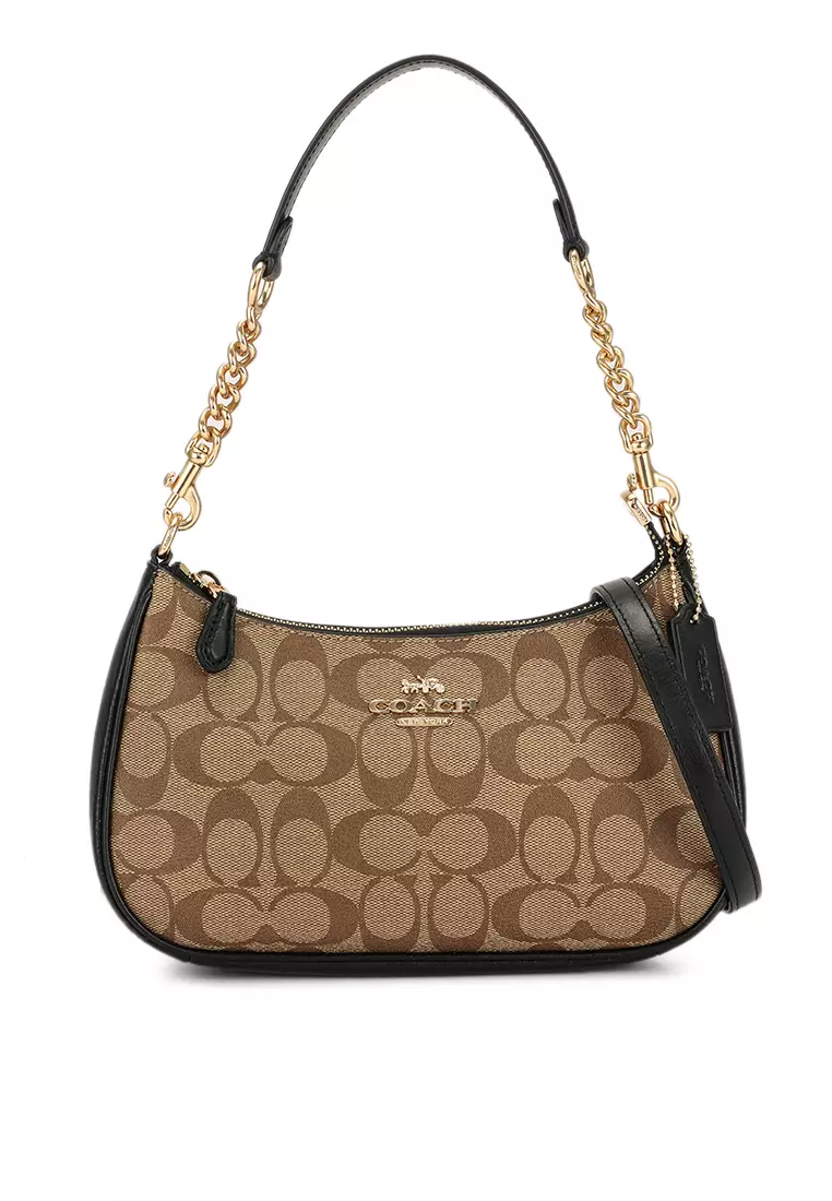 Mira Coated Canvas Signature Shoulder Bag With Chain - Yahoo Shopping
