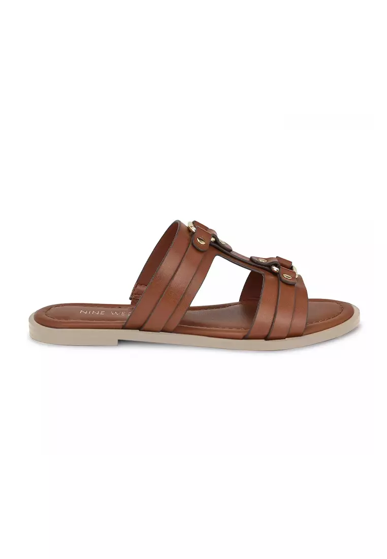 Discount on Nine West  shoes - SKU: Jerra3 Flat Sandals Dark Brown