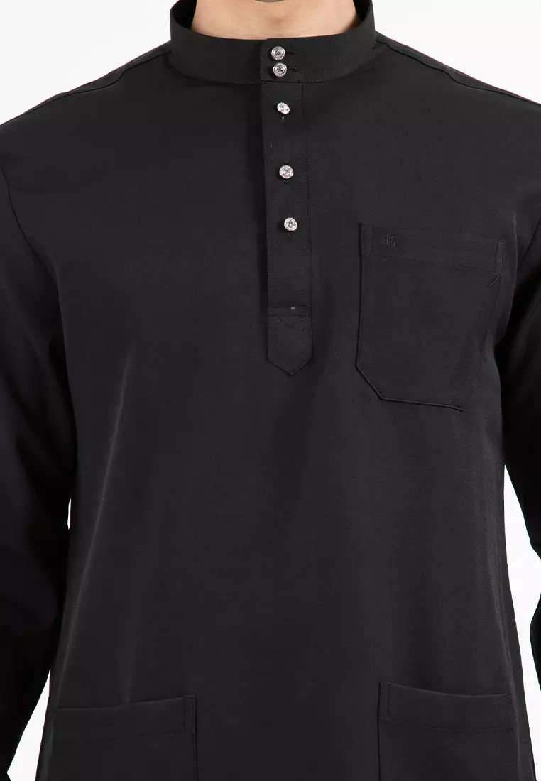 Forest x Hatta Dolmat Baju Melayu Cekak Musang Regular Fit  - BM23766-01Black