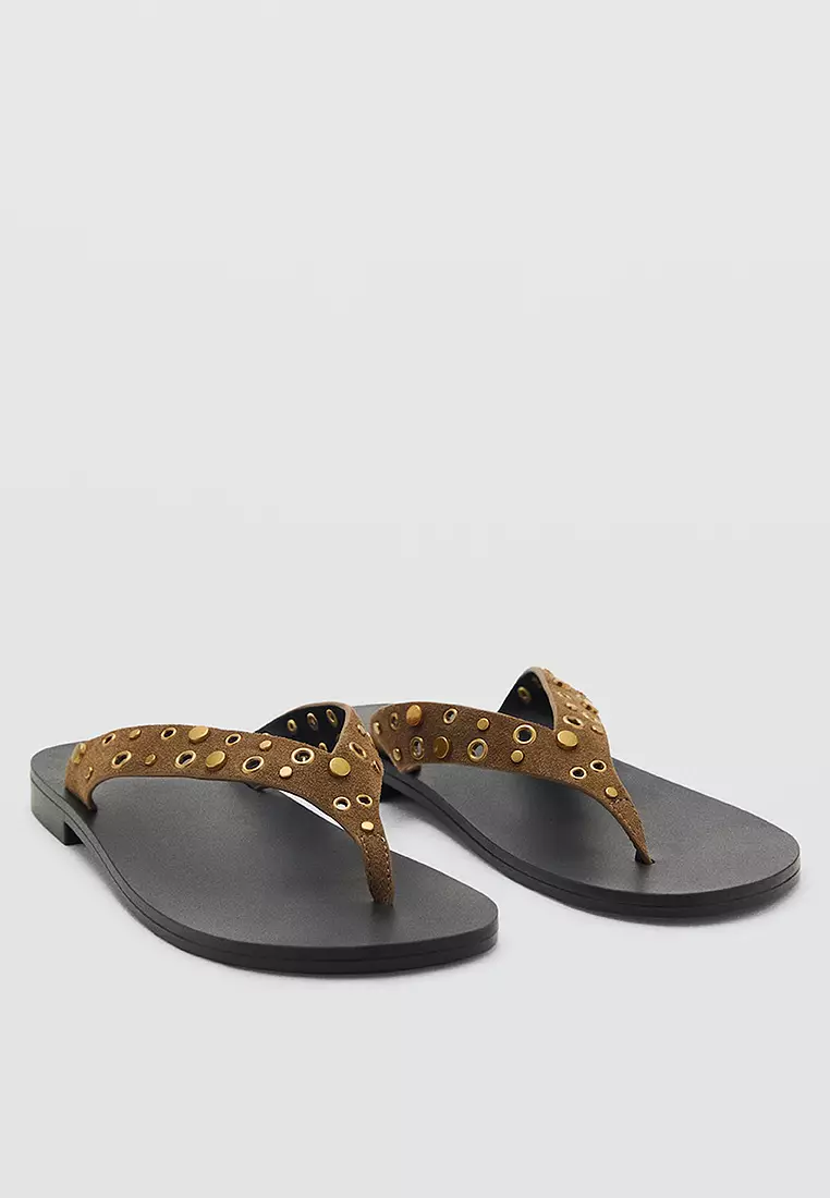 Mango Suede Sandals With Eyelet Straps 2025 Buy Mango Online