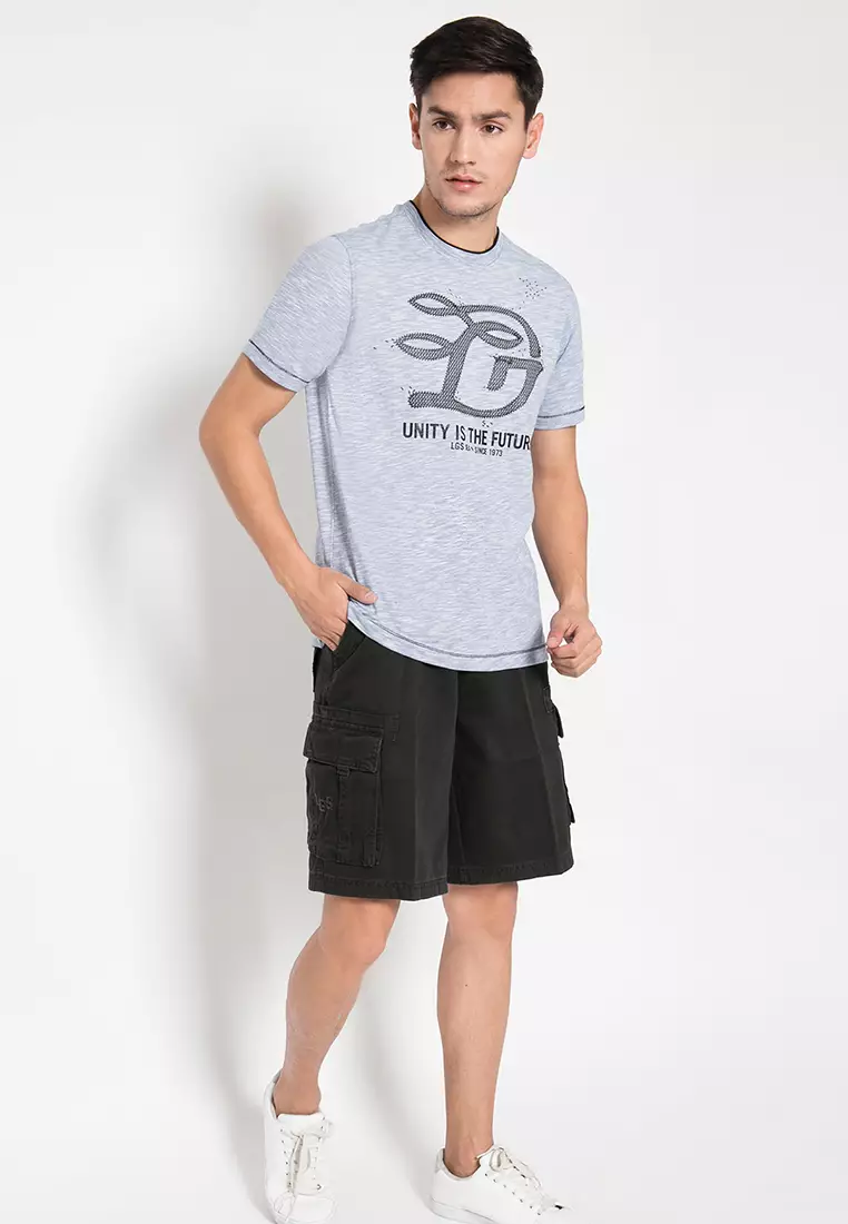 LGS - Kaos Casual Pria - Abu - Motif Sablon - JTS.323.M2781F.01.C