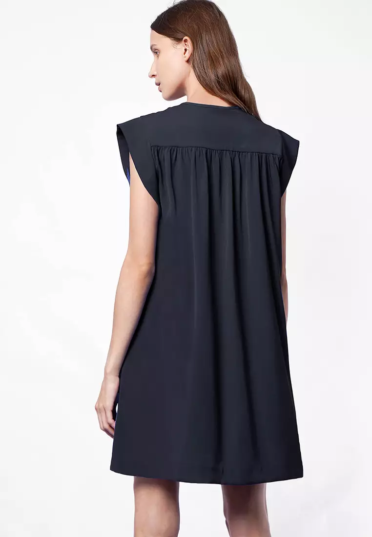 Notch-Neck Cap Sleeves Dress