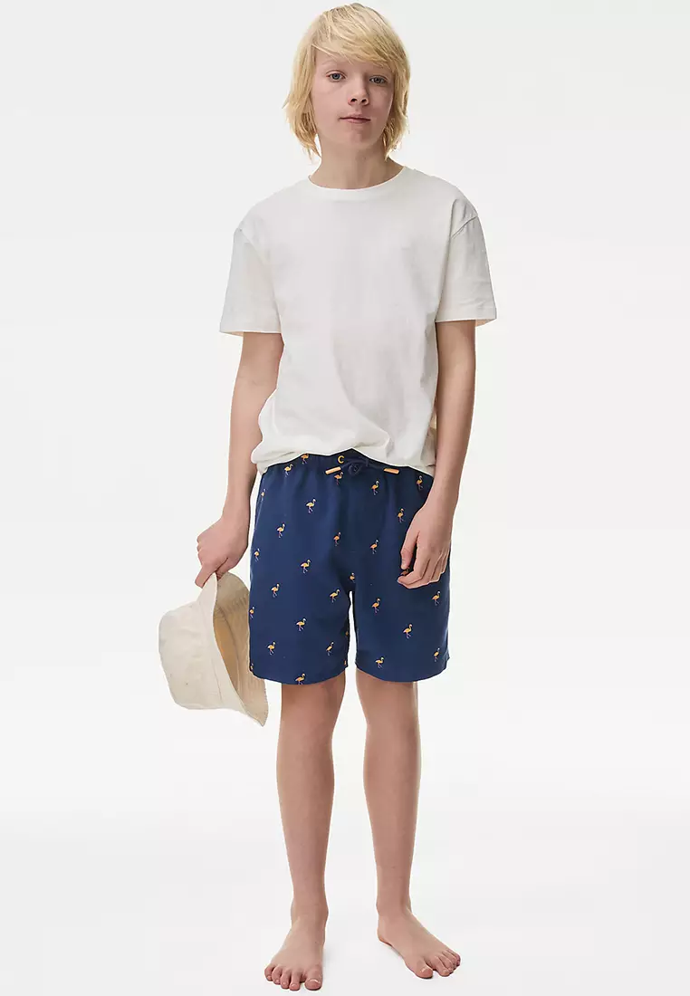 Flamingo Embroidered Swim Shorts