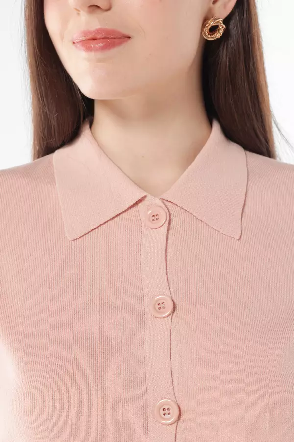MINIMAL - Ranisyme - Atasan Rajut Crop - Pink Colour Grey_Light