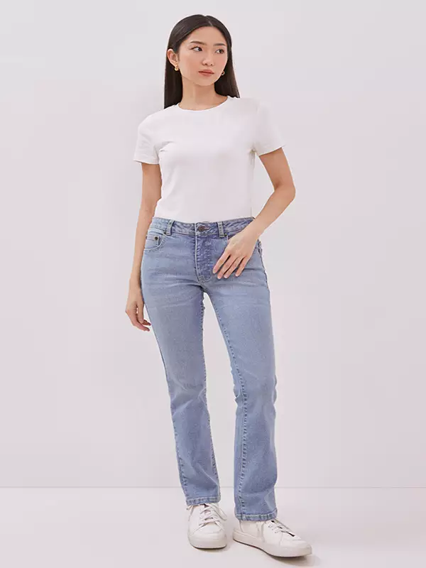 DUST Celana Mid Rise Bootcut Jeans Laira Light Blue (D. 31306)