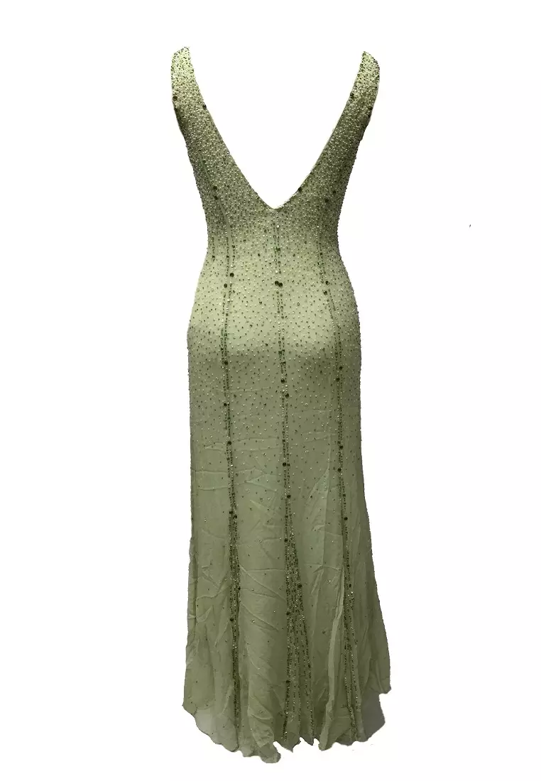 迷人真絲雪紡釘珠晚禮服