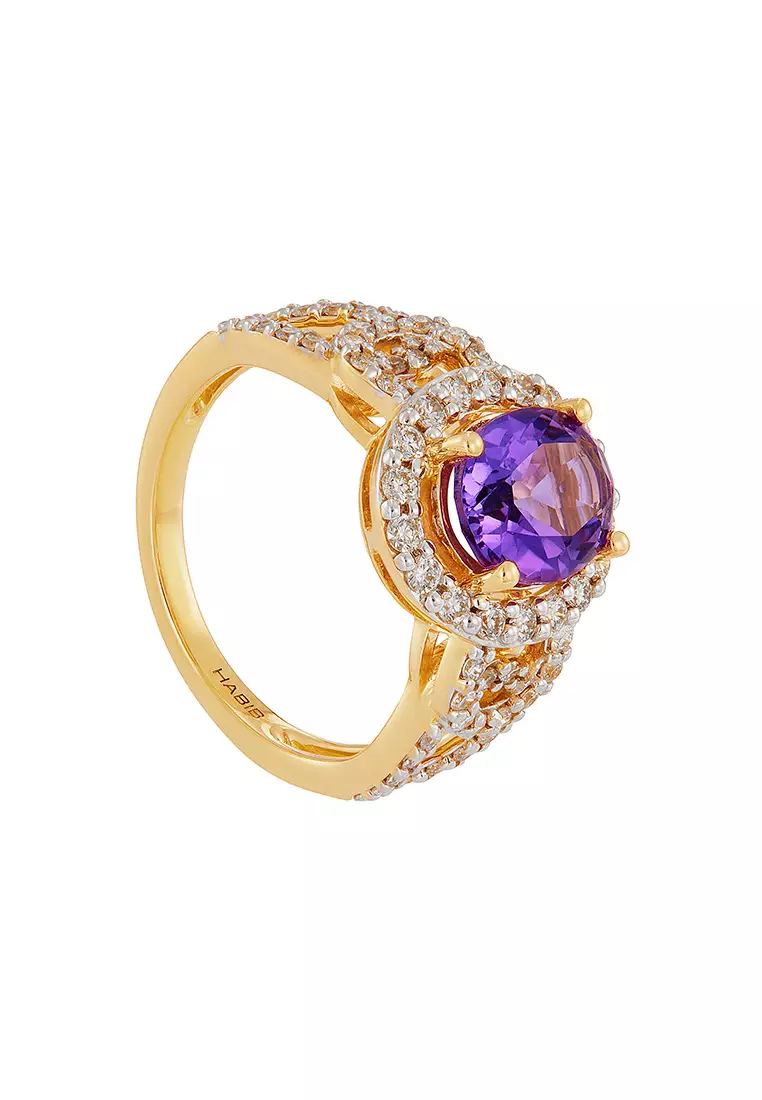 HABIB Oval Amethyst and Diamond Ring in 375/9K Yellow Gold 274590226