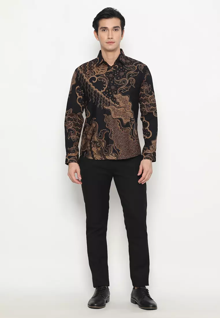 Kemeja Batik Pria Ganesha - Black/Brown