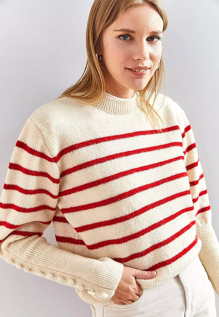Striped Knitwear Sweater with Cufflinks